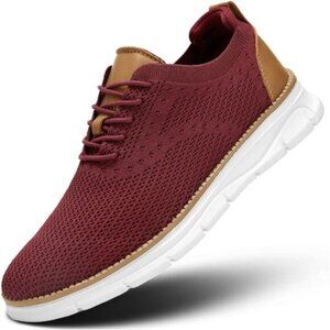 ⚡Men's Z53 Wine Red Mesh Casual Walking Business Oxfords Lightweight Sneakers
